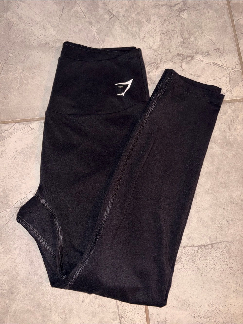 Gymshark Black High-Rise Leggings with White Logo